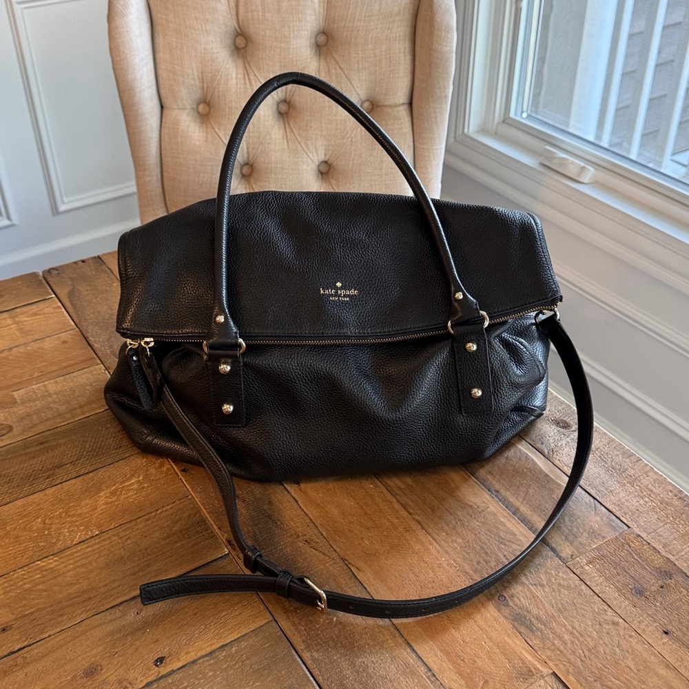 Kate Spade large leather duffel/ travel/large crossbody/diaper bag! Versatile!